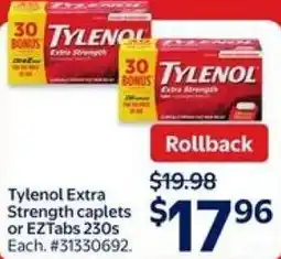 Walmart Tylenol Extra Strength caplets offer