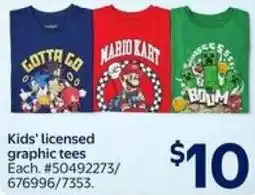 Walmart Kids' licensed graphic tees offer