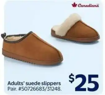 Walmart Canadiana Adults' suede slippers offer