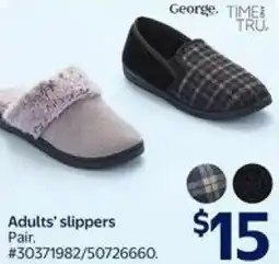 Walmart George. TIME! TRU. Adults' slippers offer