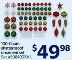 Walmart 100-Count shatterproof ornament set offer