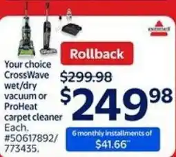 Walmart Your choice CrossWave wet and dry vacuum offer