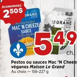 Val-Mont Pesto ou sauces Mac 'N Cheese vegan offer