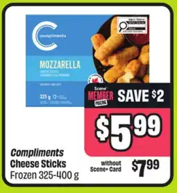 FreshCo Compliments Cheese Sticks Frozen 325-400 g offer