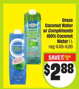 FreshCo Grace Coconut Water or Compliments 100% Coconut Water 1 L offer
