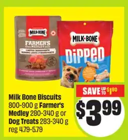 FreshCo Milk Bone Biscuits 800-900 Farmer's Medley 280-340 g or Dog Treats 283-340 g offer