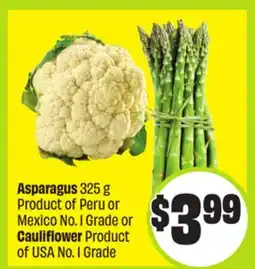 FreshCo Asparagus 325 g Product of Peru or Mexico No. I Grade or Cauliflower offer