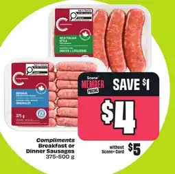 FreshCo Compliments Breakfast or Dinner Sausages offer