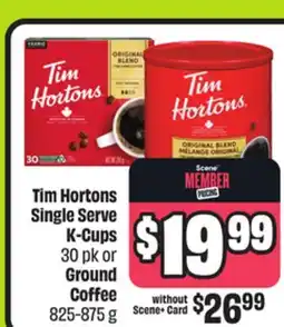 FreshCo Tim Hortons Single Serve K-Cups 30 pack or Ground Coffee 825-875 g offer