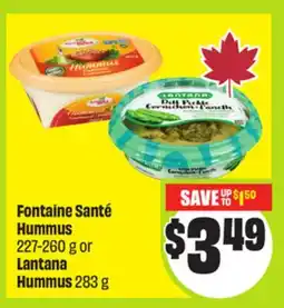 FreshCo Fontaine Santé Hummus 227-260 g or Lantana Hummus 283 g offer