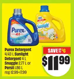 FreshCo Purex Detergent 4.43 L Sunlight Detergent 4 L Snuggle 2.77 L or Persil 1.86 L offer