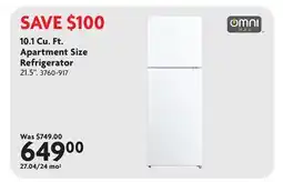 Home Hardware 10.1 Cu. Ft. Apartment Size Refrigerator offer