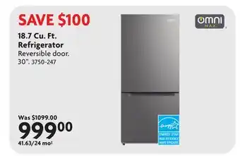 Home Hardware 18.7 Cu. Ft. Refrigerator offer