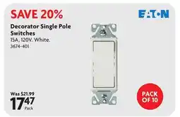 Home Hardware Decorator Single Pole Switches offer