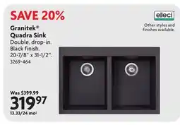 Home Hardware Granitek Quadra Sink offer