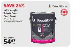 Home Hardware Interior / Exterior Acrylic Latex Pearl Trim & Door Paint offer