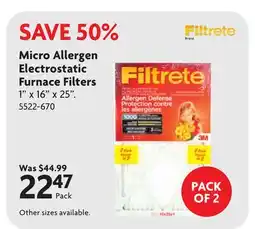 Home Hardware Micro Allergen Electrostatic Furnace Filters offer
