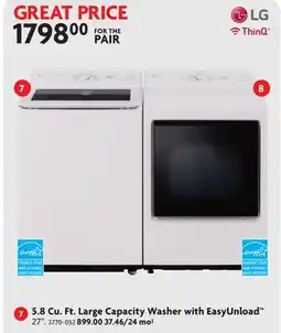 Home Hardware 5.8 Cu. Ft. Large Capacity Washer with EasyUnload offer