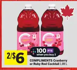 Foodland COMPLIMENTS Cranberry or Ruby Red Cocktail offer
