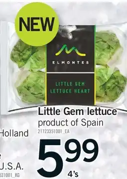 Fortinos LITTLE GEM LETTUCE, 4's offer