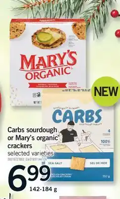 Fortinos CARBS SOURDOUGH OR MARY'S ORGANIC CRACKERS, 142-184 G offer