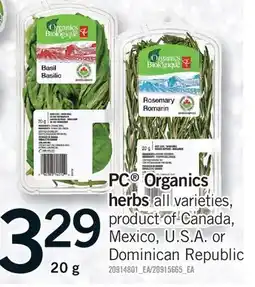 Fortinos PC ORGANICS HERBS, 20 G offer