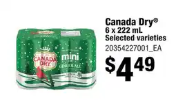 Fortinos CANADA DRY , 6 X 222 ML offer