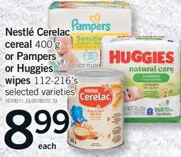 Fortinos NESTLÉ CERELAC CEREAL, 400 G OR PAMPERS OR HUGGIES WIPES, 112-216'S offer