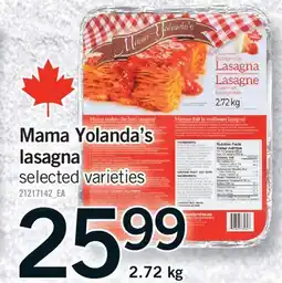 Fortinos MAMA YOLANDA'S LASAGNA, 2.72 KG offer
