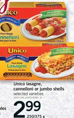 Fortinos UNICO LASAGNE, CANNELLONI OR JUMBO SHELLS, 250/375 G offer