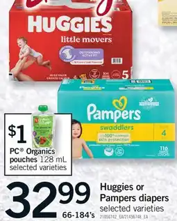Fortinos HUGGIES OR PAMPERS DIAPERS, 66-184'S offer