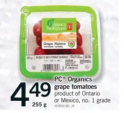 Fortinos PC ORGANICS GRAPE TOMATOES, 255 G offer