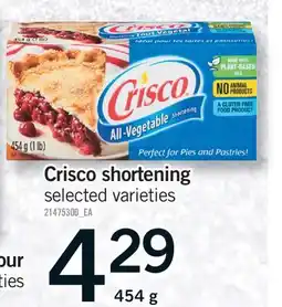 Fortinos CRISCO SHORTENING, 454 G offer