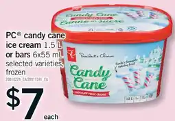 Fortinos PC CANDY CANE ICE CREAM 1.5 L OR BARS 6X55 ML offer