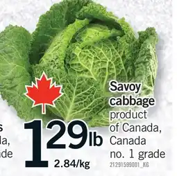 Fortinos SAVOY CABBAGE offer