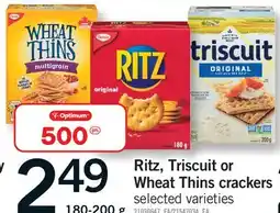 Fortinos RITZ, TRISCUIT OR WHEAT THINS CRACKERS, 180-200 G offer
