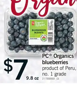 Fortinos PC ORGANICS BLUEBERRIES, 9.8 oz offer