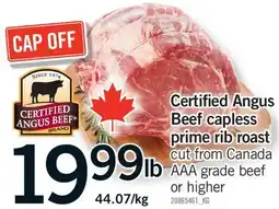 Fortinos CERTIFIED ANGUS BEEF CAPLESS BEEF CAPLESS PRIME RIB ROAST offer