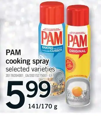 Fortinos PAM COOKING SPRAY, 141/170 G offer