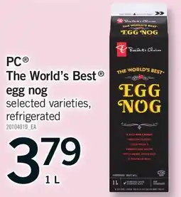 Fortinos PC THE WORLD'S BEST EGG NOG, 1 L offer