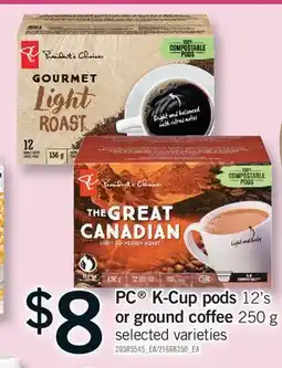 Fortinos PC K-CUP PODS, 12'S OR GROUND COFFEE, 250 G offer