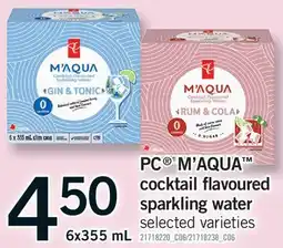 Fortinos PC M'AQUA COCKTAIL FLAVOURED SPARKLING WATER, 6x355 mL offer