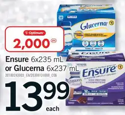Fortinos ENSURE, 6X235 ML OR GLUCERNA, 6X237 ML offer