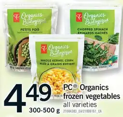 Fortinos PC ORGANICS FROZEN VEGETABLES, 300-500 G offer