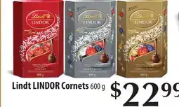 Fortinos LINDT LINDOR CORNETS, 600 G offer