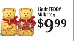 Fortinos LINDT TEDDY MILK, 100 G offer