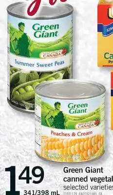 Fortinos GREEN GIANT CANNED VEGETABLES, 341/398 ML offer