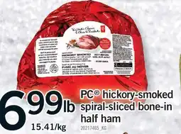 Fortinos PC HICKORY-SMOKED SPIRAL-SLICED BONE-IN HALF HAM offer