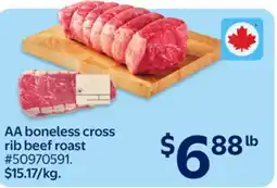 Walmart AA boneless cross rib beef roast offer