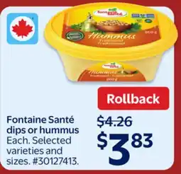 Walmart Fontaine Santé hummus offer